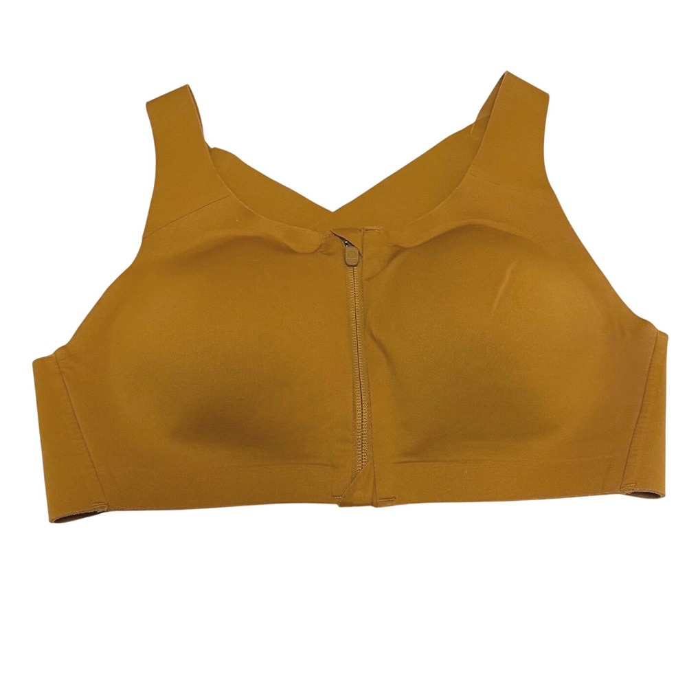 Lululemon Enlite Bra Zip Front High Support Sports Bra 36C Mustard Yellow